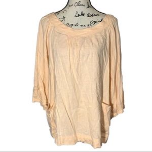 Sandro Linen Blend Top Shirred Peach Front pockets